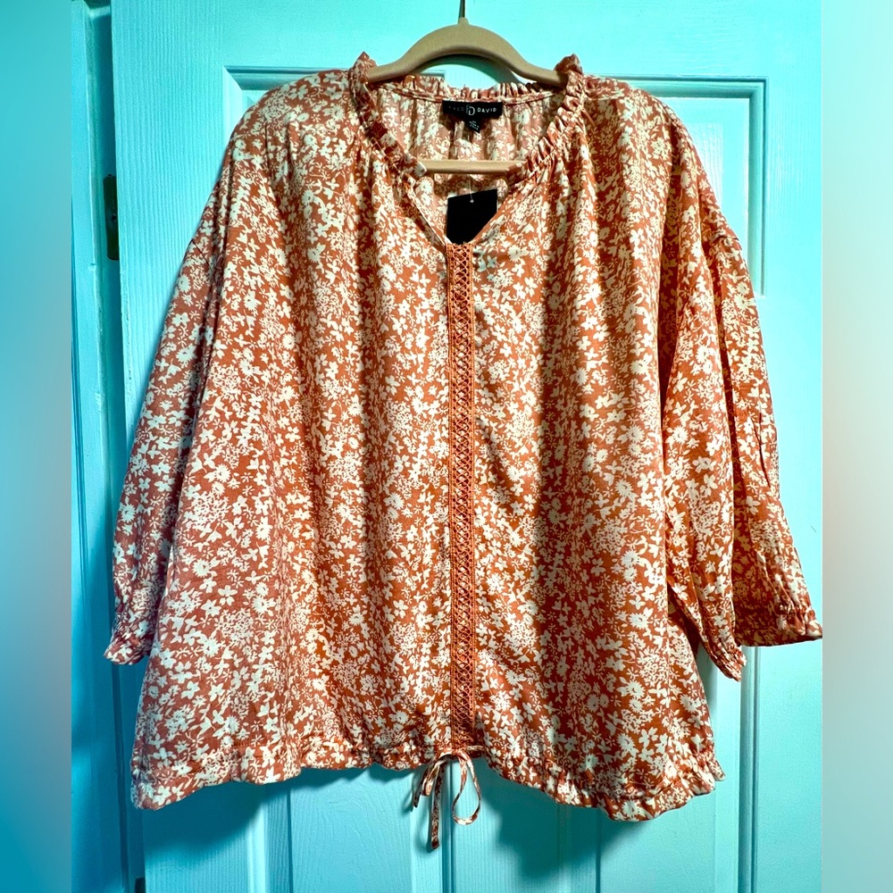 NWT-Fred & David V-neck long sleeve blouse size 2X.